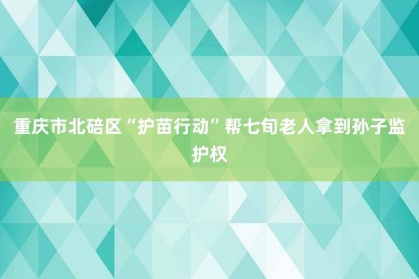重庆市北碚区“护苗行动”帮七旬老人拿到孙子监护权