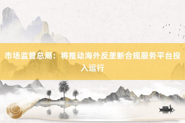 市场监管总局：将推动海外反垄断合规服务平台投入运行